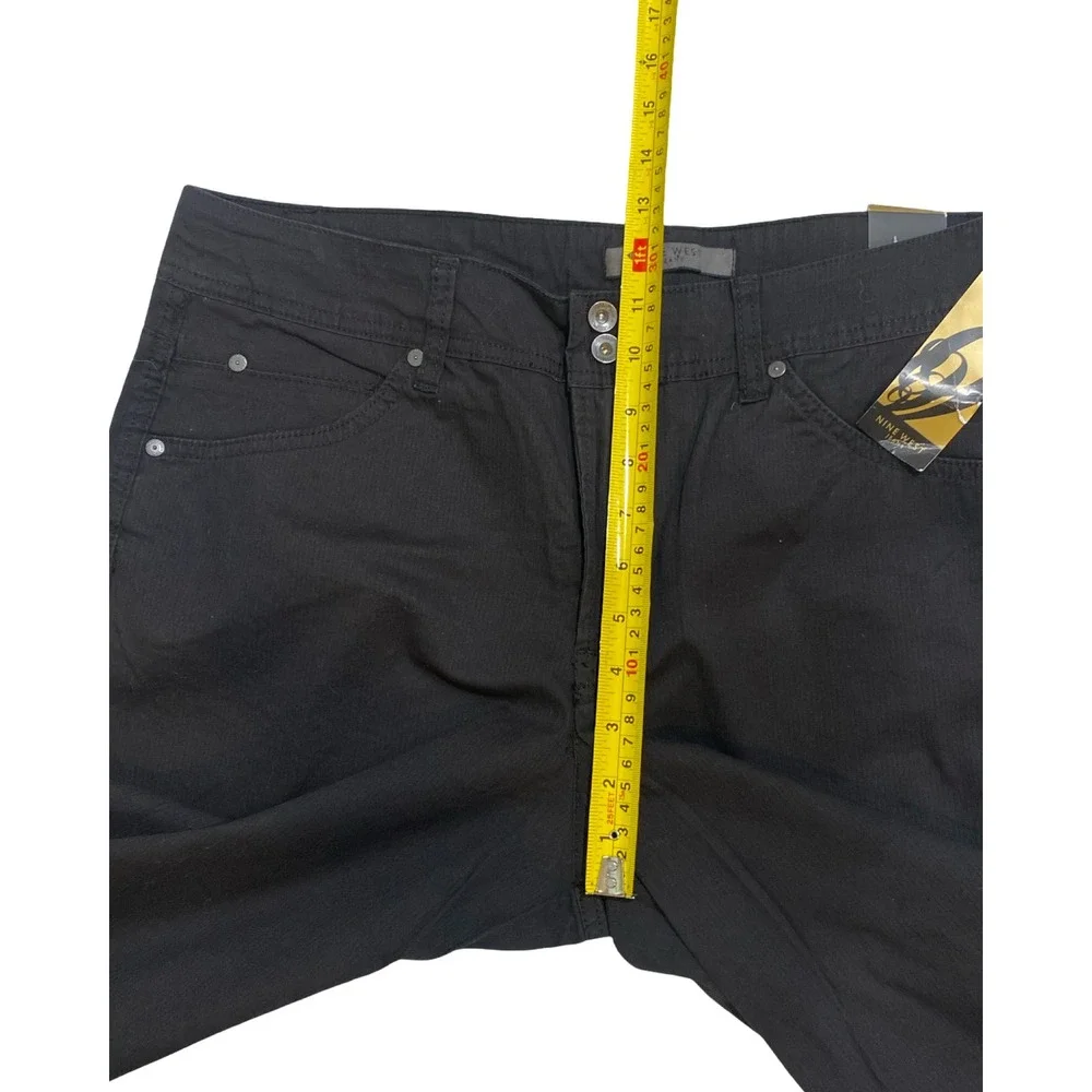 Nine West Jeans Women 14 Black Capri Pants Stretch Cropped Cuffed New Tag